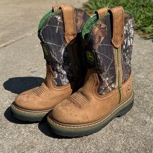 John Deere Brown & Green Kids' Camo Western Cowboy Boots